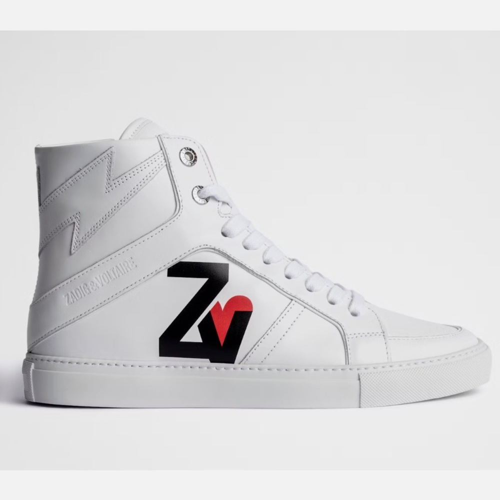 Zadig & Voltaire NIB ZV1747 High Flash HighTop Platform Sneakers White FR 37/US6